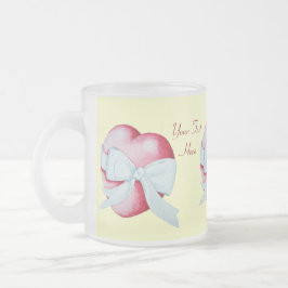 rood hart gebonden aan witte lintboeg romantisch matglas koffiemok