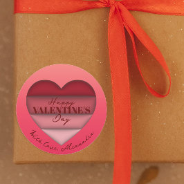 Rood Hart Gelukkige Valentijnsdag Ronde Sticker