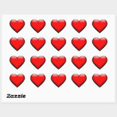 Rood hart gepolijst in zwart hart sticker (Vel)