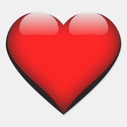 Rood hart gepolijst in zwart hart sticker (Voorkant)