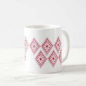 Rood hart gevormd blad vierkant patroon koffiemok (Voorkant rechts)