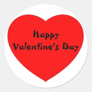Rood hart "Happy Valentine's Day"-sticker/etiket Ronde Sticker