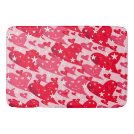 rood, hart, hart, lachen, ster, glimlach, roze, li badmat