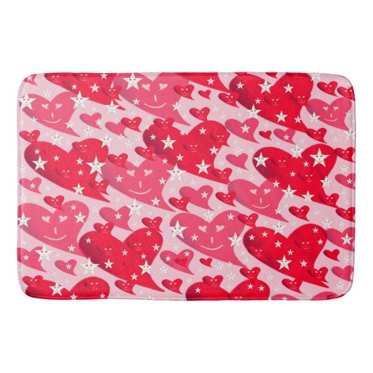 rood, hart, hart, lachen, ster, glimlach, roze, li badmat (Voorkant)