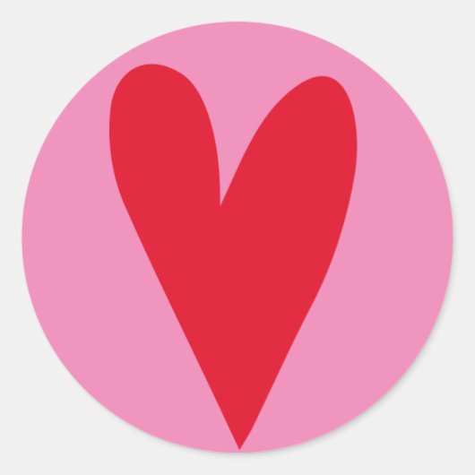 Rood Hart - Heet Roze Valentijn / Bruiloft Ronde Sticker (Voorkant)
