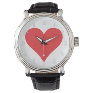 Rood hart horloge