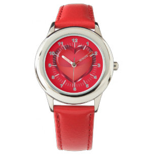 Rood hart horloge