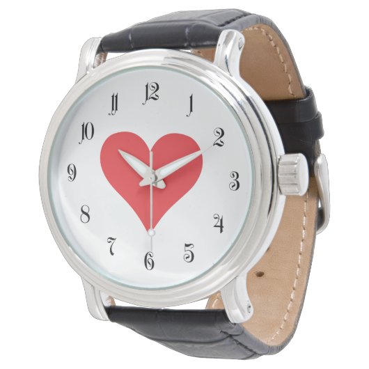 Rood hart horloge (Gekanteld)
