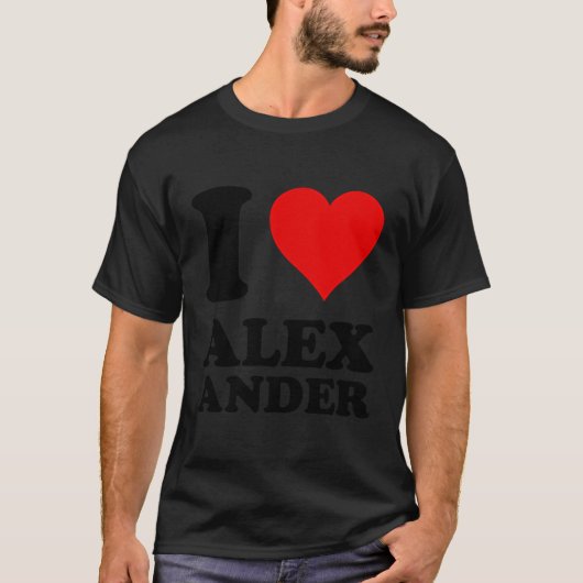 Rood hart Ik hou van Alexander T-shirt (Voorkant)