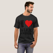 Rood hart Ik hou van Alexander T-shirt (Voorkant volledig)