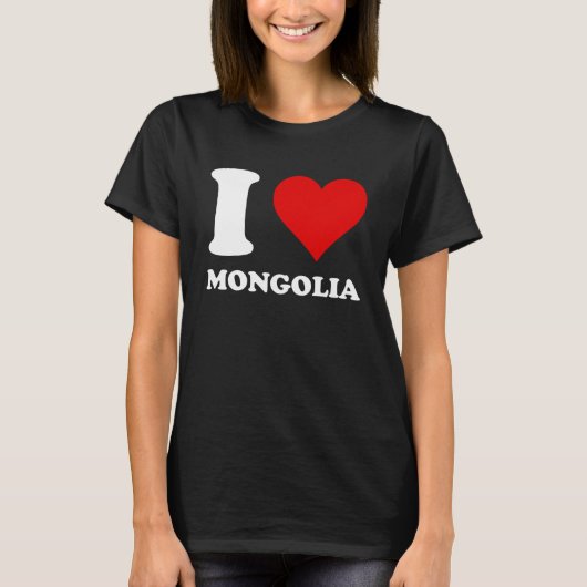 Rood hart Ik hou van Mongolië T-shirt (Voorkant)