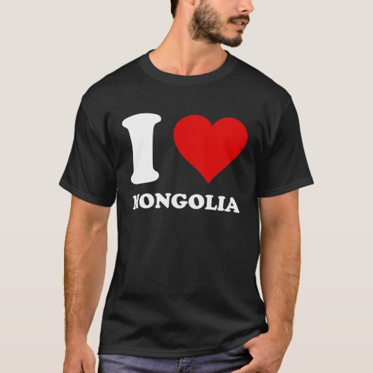 Rood hart Ik hou van Mongolië T-shirt (Voorkant)
