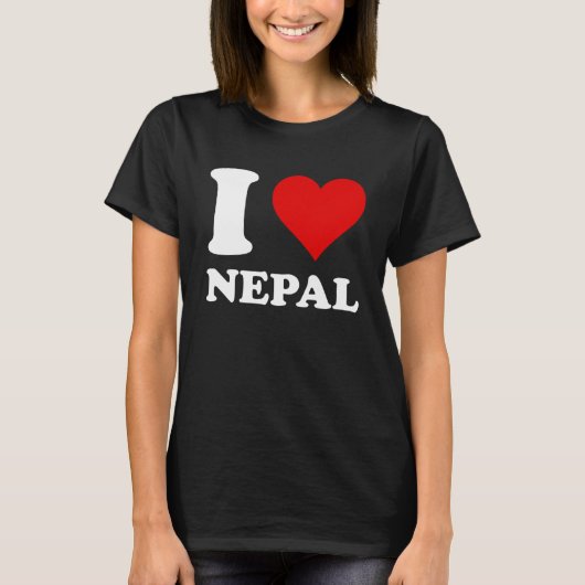 Rood hart Ik hou van Nepal T-shirt (Voorkant)