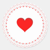 Rood hart in de middelgelaatscyclus ronde sticker (Voorkant)