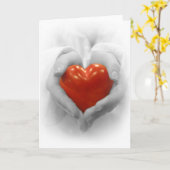 Rood Hart in Handen, houd van ik u vorm Kaart (Gele Bloem)