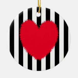 Rood hart keramisch ornament