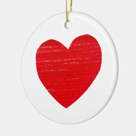 Rood hart keramisch Ornament