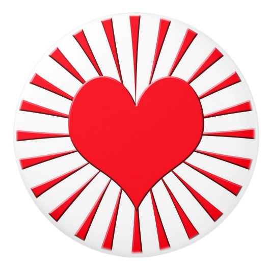 Rood hart keramische knop (Voorkant)