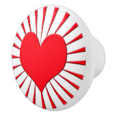 Rood hart keramische knop (Rechts)