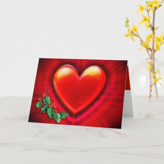 Rood hart kerstkaart met liefde. kaart (Gele Bloem)