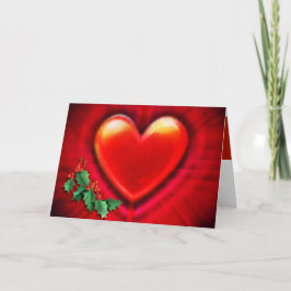 Rood hart kerstkaart met liefde. kaart