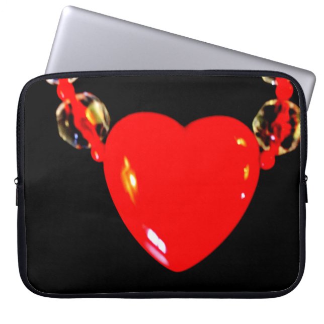 Rood hart Ketting Laptop Sleeve (Voorkant)