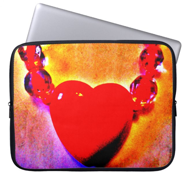 Rood hart Ketting Laptop Sleeve (Voorkant)