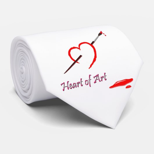 Rood hart kunstliefde schilderende schildpenseelku stropdas (Opgerold)