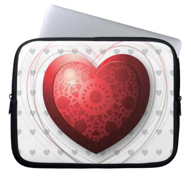 Rood hart, laptophoes laptop sleeve (Voorkant)