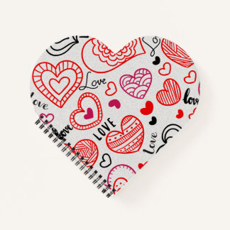 Rood Hart Liefdespatroonontwerp | Schattig Romanti Notitieboek