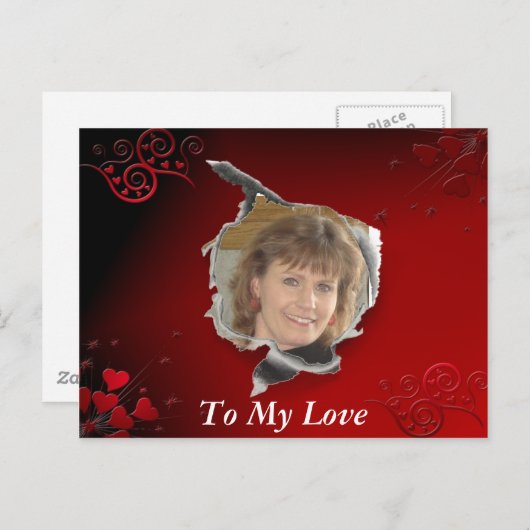 Rood hart lijst briefkaart (Voorkant / Achterkant)