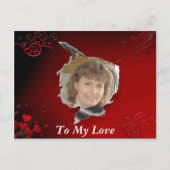 Rood hart lijst briefkaart (Voorkant)