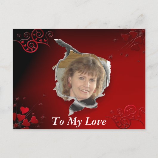 Rood hart lijst briefkaart (Voorkant)