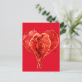 Rood hart. Loving parrots. Briefkaart (Staand voorkant)