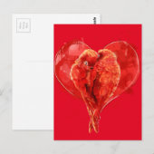 Rood hart. Loving parrots. Briefkaart (Voorkant / Achterkant)