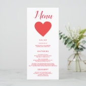  rood hart menu (Staand voorkant)
