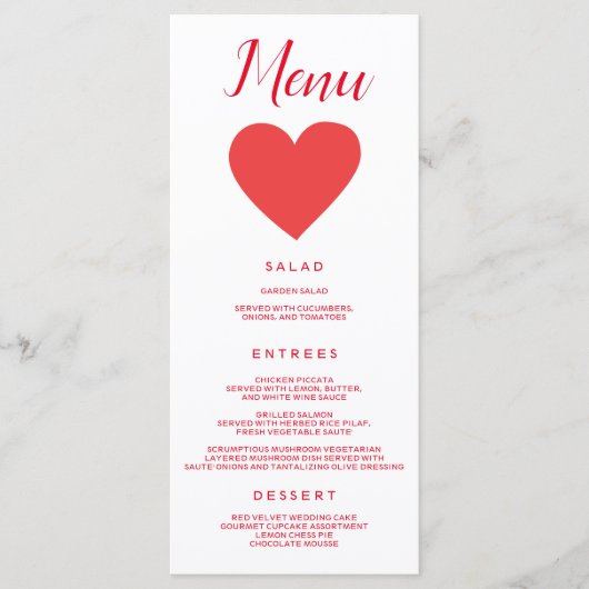  rood hart menu (Voorkant)