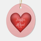 Rood hart met aangepaste namen van een paar keramisch ornament (Links)