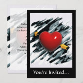 Rood hart met aquarel achtergrond schilderij kaart (Voorkant / Achterkant)