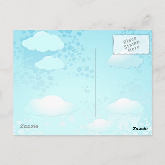 Rood hart met ballonnen, briefkaart (Achterkant)