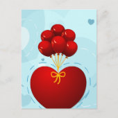 Rood hart met ballonnen, briefkaart (Voorkant)