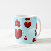 Rood hart met ballonnen, mok (Voorkant rechts)