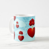 Rood hart met ballonnen, mok (Voorkant links)
