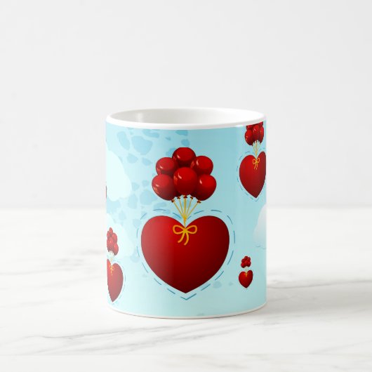Rood hart met ballonnen, mok (Center)