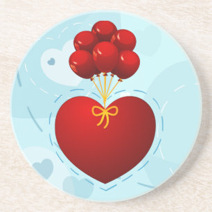 Rood hart met ballonnen, onderzetter