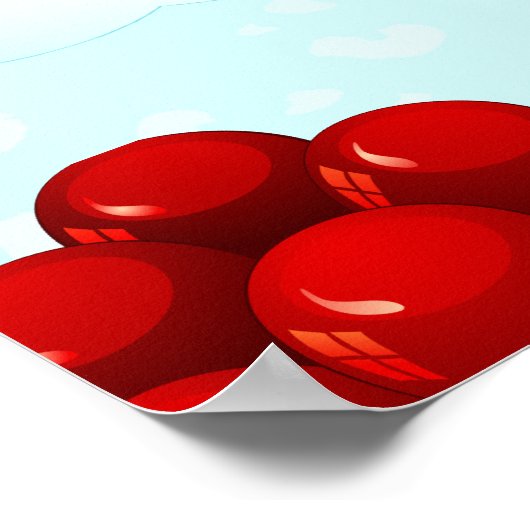 Rood hart met ballonnen, poster (Hoek)