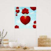 Rood hart met ballonnen, poster (Keuken)