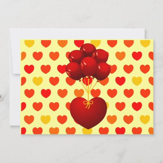 Rood hart met ballonnen, uitnodiging (Voorkant)
