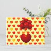 Rood hart met ballonnen, uitnodiging (Staand voorkant)
