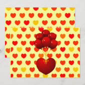 Rood hart met ballonnen, uitnodiging (Voorkant / Achterkant)